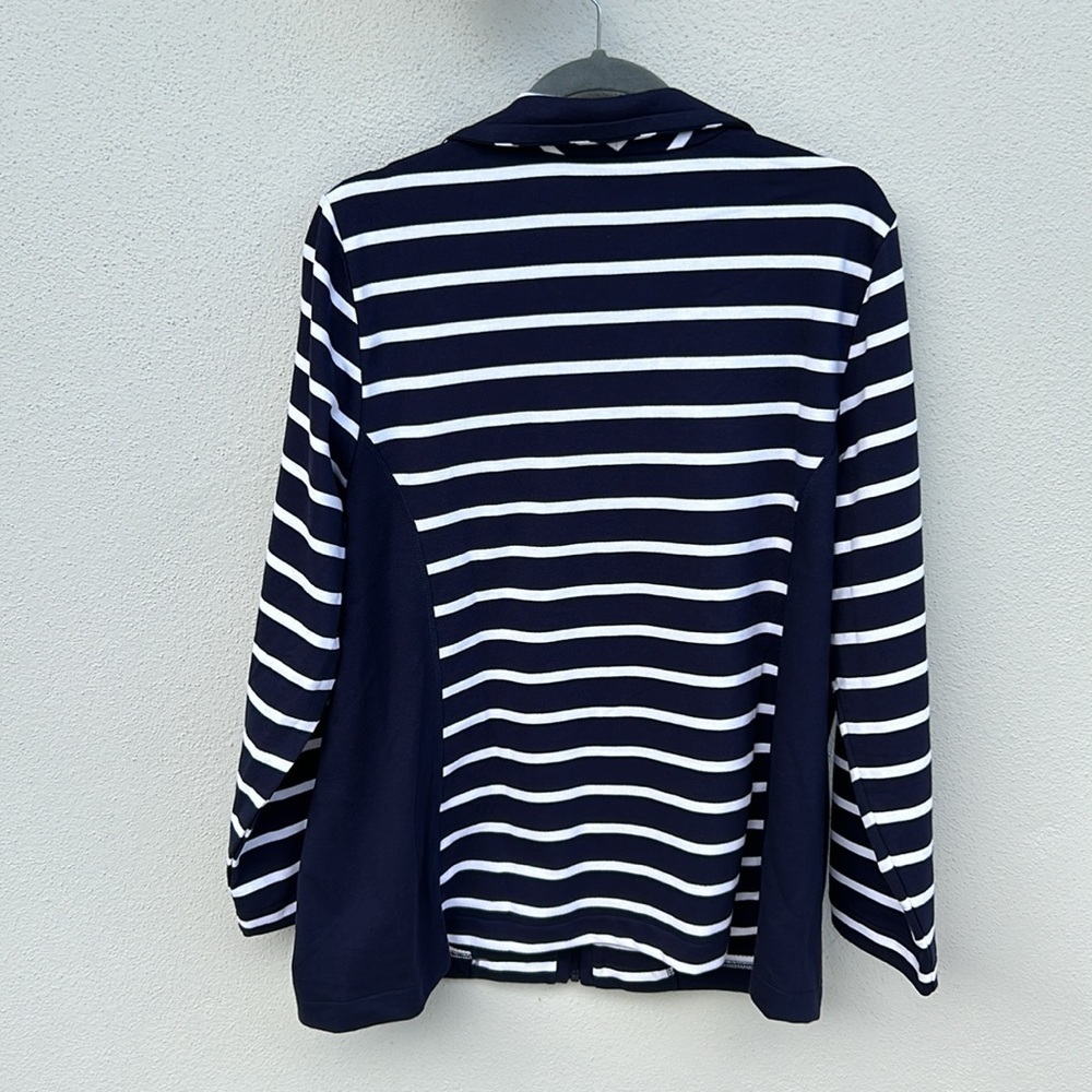 NWOT Woman’s Karen Scott Sport Navy White Striped Zip Jacket Plus Size 1X - Picture 6 of 8